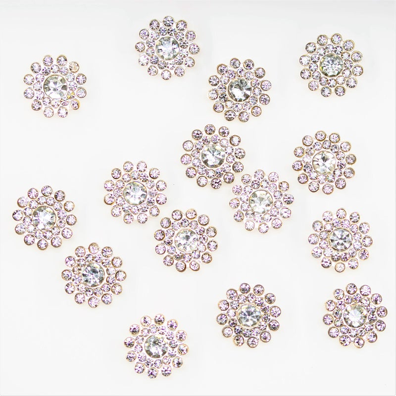 Builcker 50 PCS Rhinestone Embellishments Crystal Decoration Brooch Button Flatback DIY Handicraft Accessories Craft for Flower Headband Dress Accessory 14mm (White Silver Bottom) - Image 3